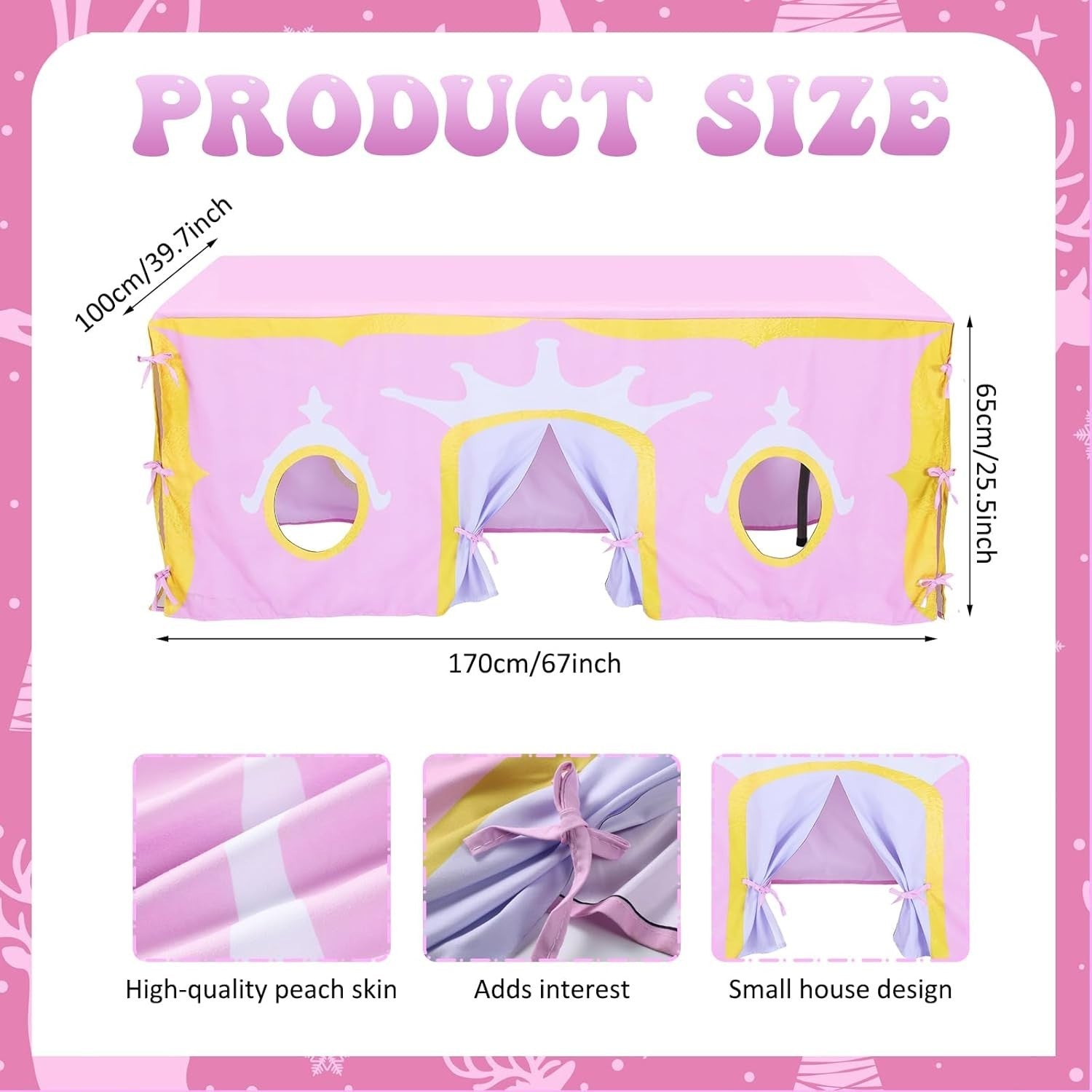 Princess Kids Table Fort Tent Cover Indoor Outdoor Playhouse Large