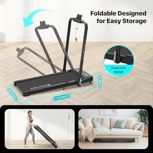 3-in-1 Folding Walking Pad Treadmill Home Office 12KMH Incline Bluetooth