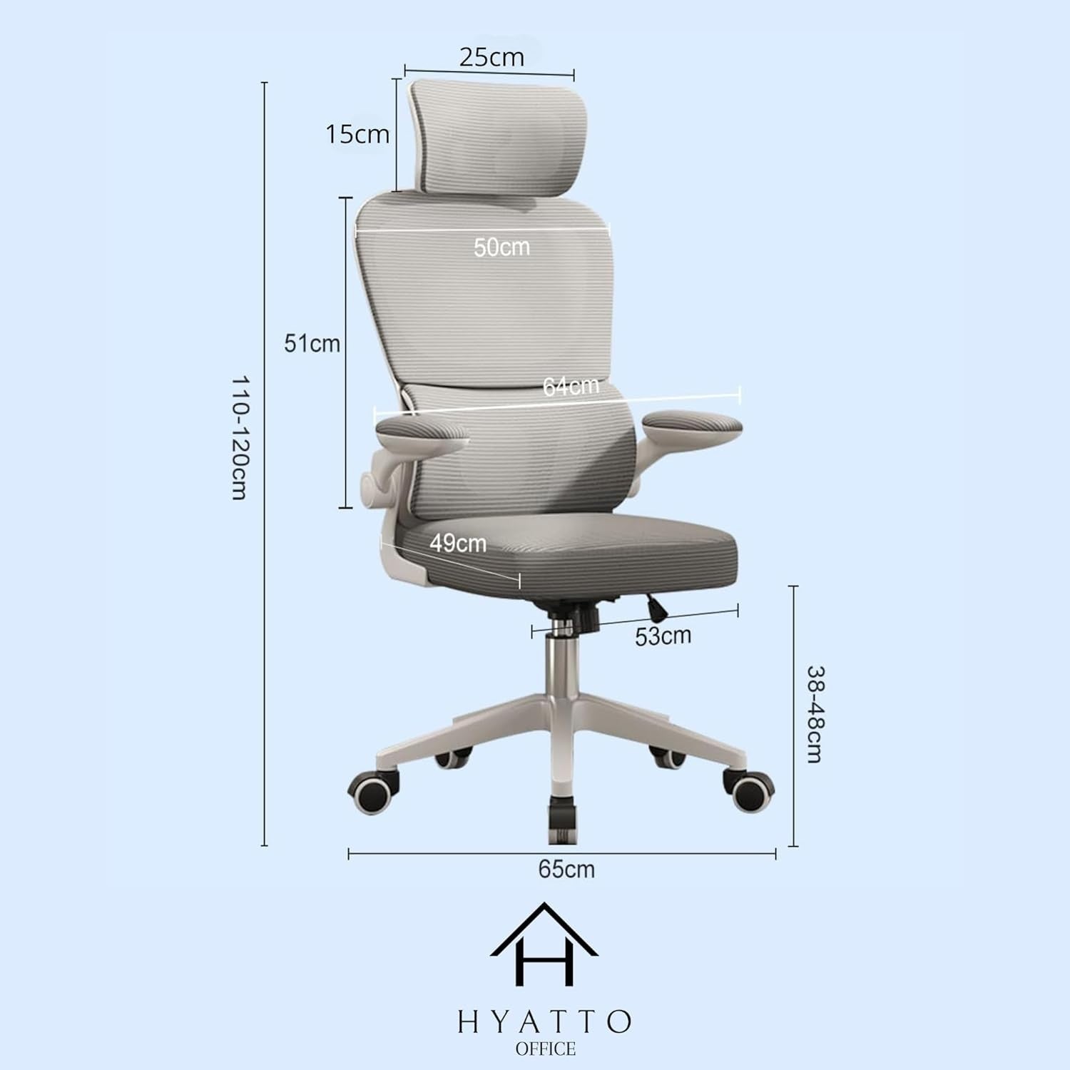 Ergonomic Mesh Office Chair Oversized Flip-Up Arms Adjustable Lumbar Support