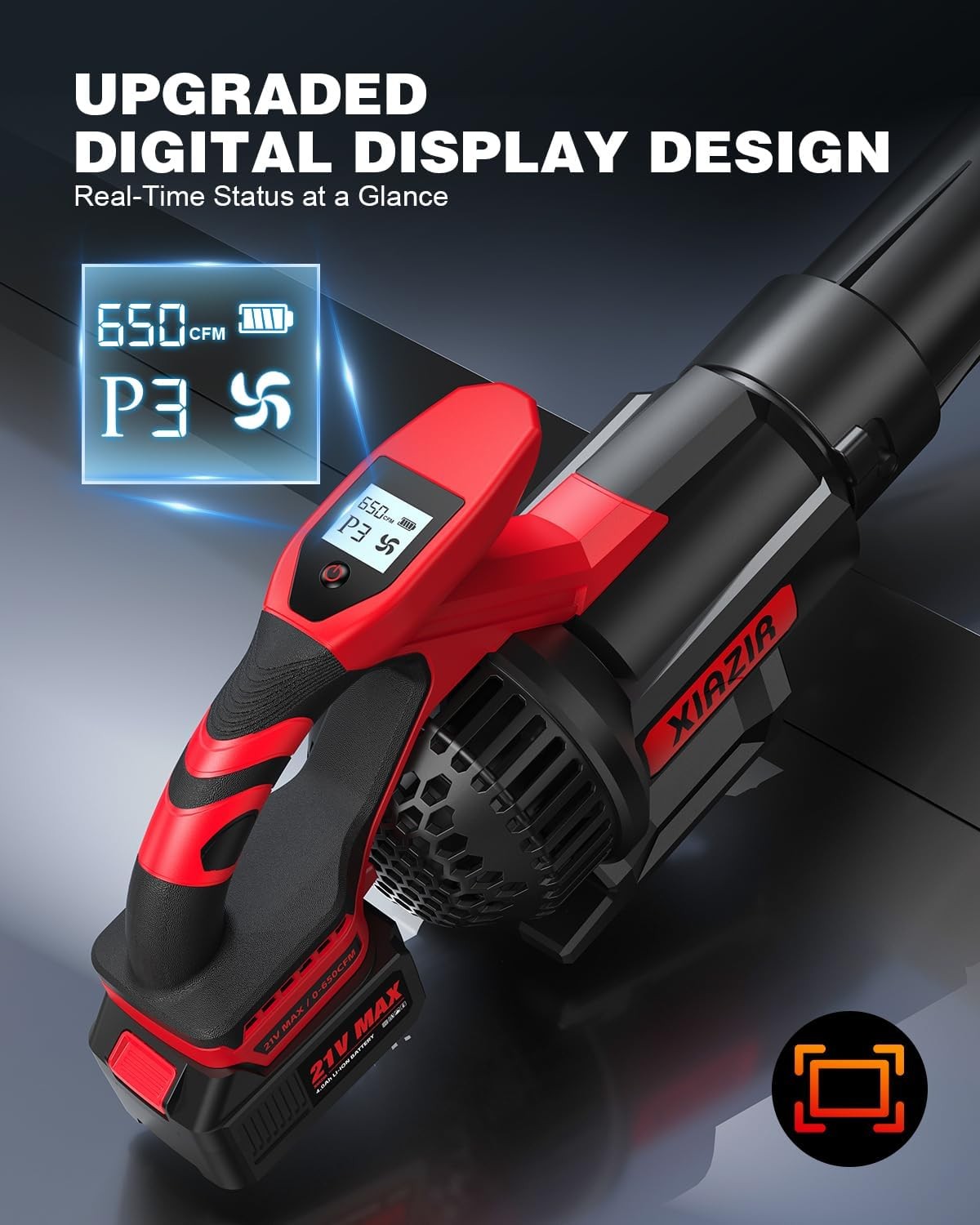 Cordless Leaf Blower LCD Display 3 Speed 2 Batteries Lightweight