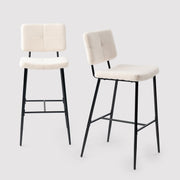 Scandinavian Bar Stools Set of 2 – Boucle Fabric Counter Chairs