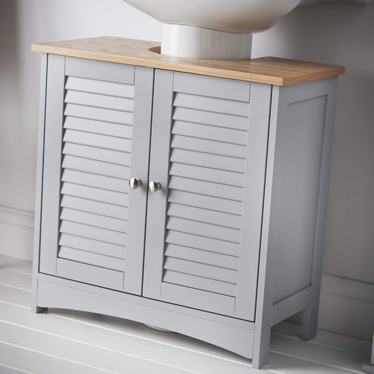 3 Piece Grey Bathroom Furniture Set | Under Sink, Tall & Wall Mirror Cabinet