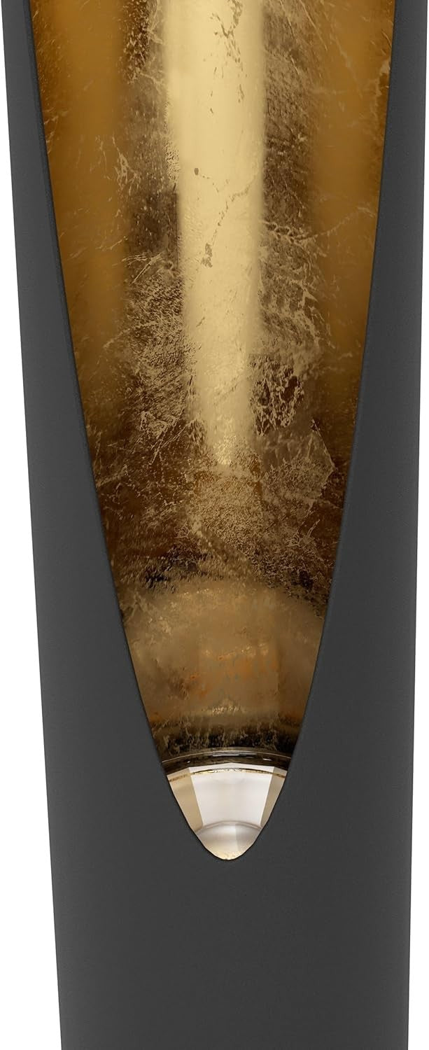 Slim LED Floor Lamp Black Gold Steel Standing Light Modern Column Design