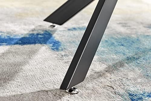 Round 100cm Matte Black & Clear Glass Dining Table Industrial 4 Seater