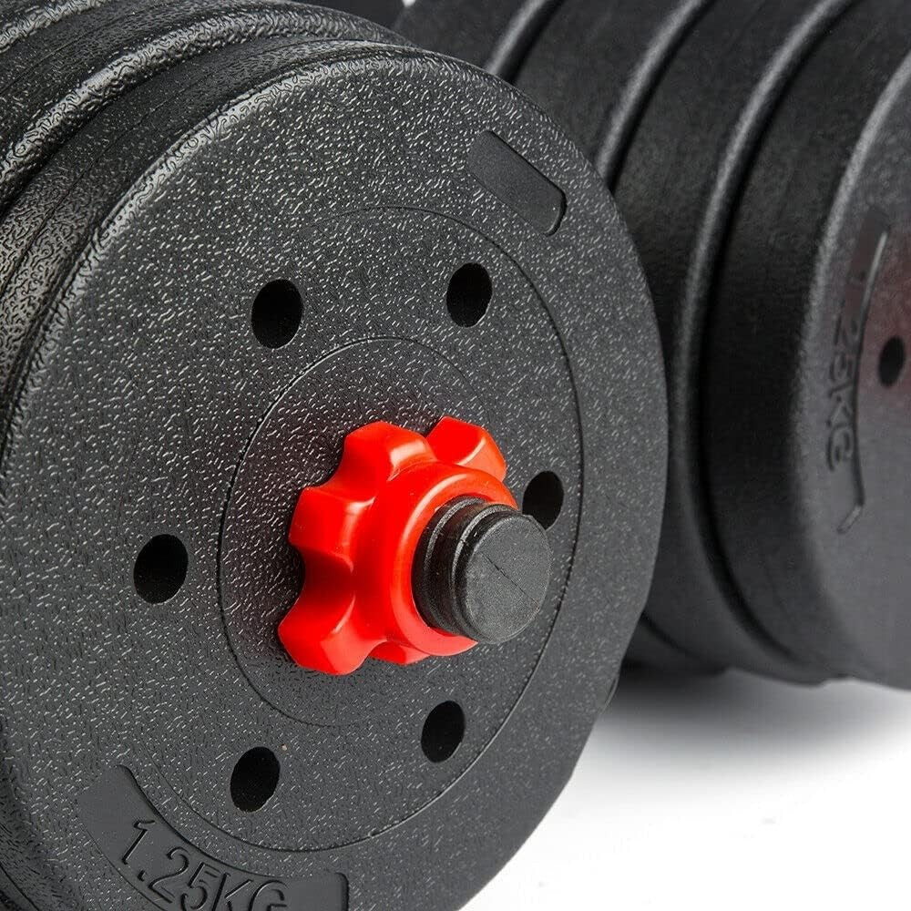 30kg Adjustable Dumbbell Barbell Set Extended Bar Home Gym Weights