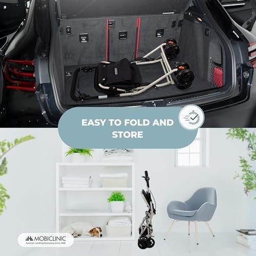Shopping Trolley with Seat Walker Foldable Rollator with Backrest & Brake