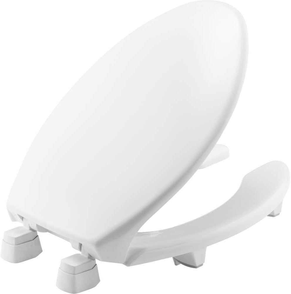Elongated Raised Toilet Seat White Open Front Commercial Plastic