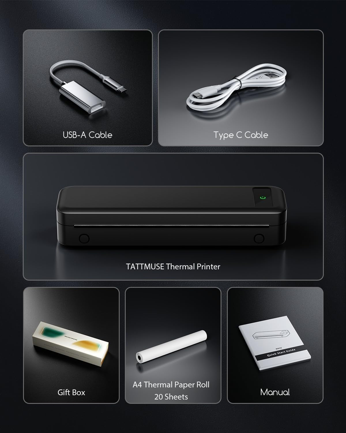 Portable A4 Thermal Printer Wireless Bluetooth Inkless