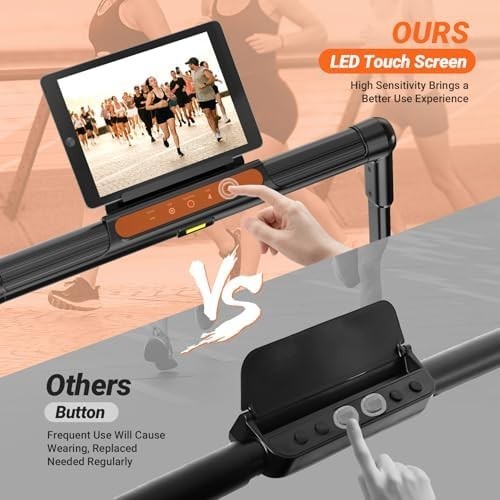 Foldable Under Desk Treadmill 12KM/H LED Remote Shock Absorb Orange