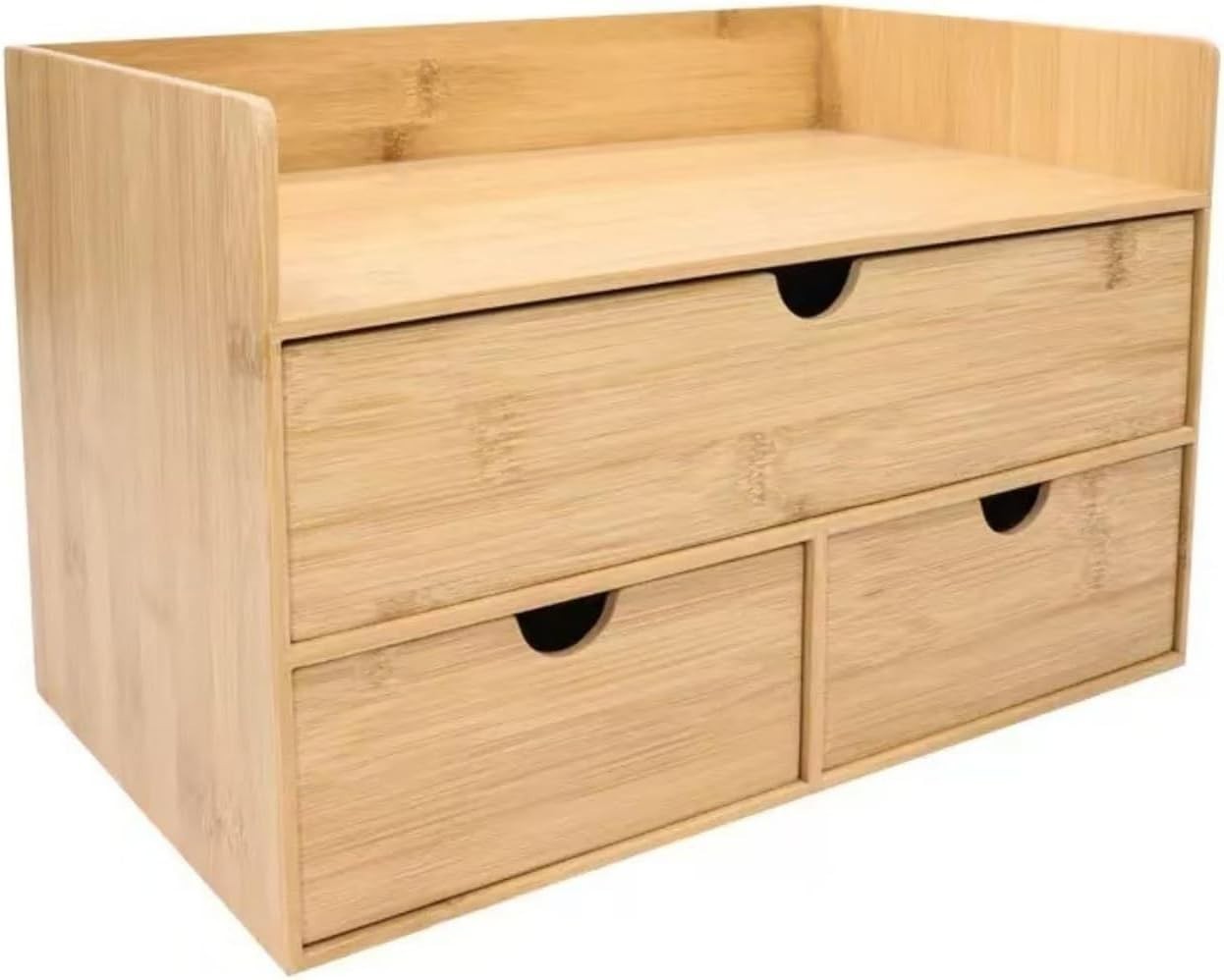 Bamboo Desk Organizer with 3 Drawers | Compact Makeup & Office Storage