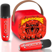 Spider Kids Karaoke Machine 2 Mics LED Lights Red Bluetooth