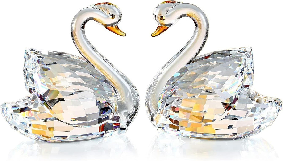 White Crystal Swan Couple Ornament – Luxury Romantic Wedding Anniversary Gift