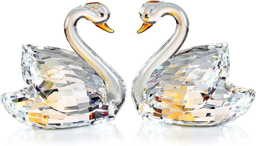 White Crystal Swan Couple Ornament – Luxury Romantic Wedding Anniversary Gift