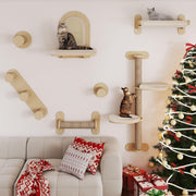 Cat Wall Shelves Climbing Set Solid Wood Multi Level Scratching Platforms