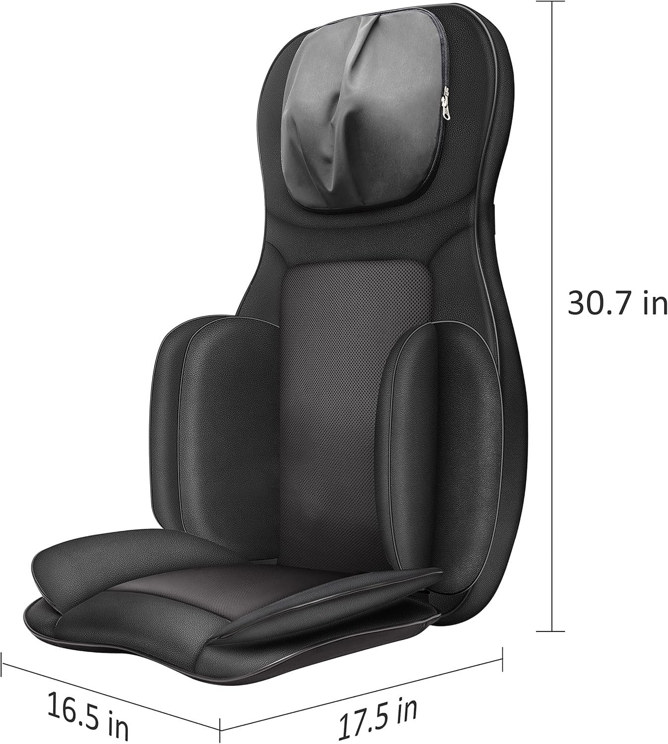 Shiatsu Heated Back Neck Massage Chair Pad with Compression & Remote