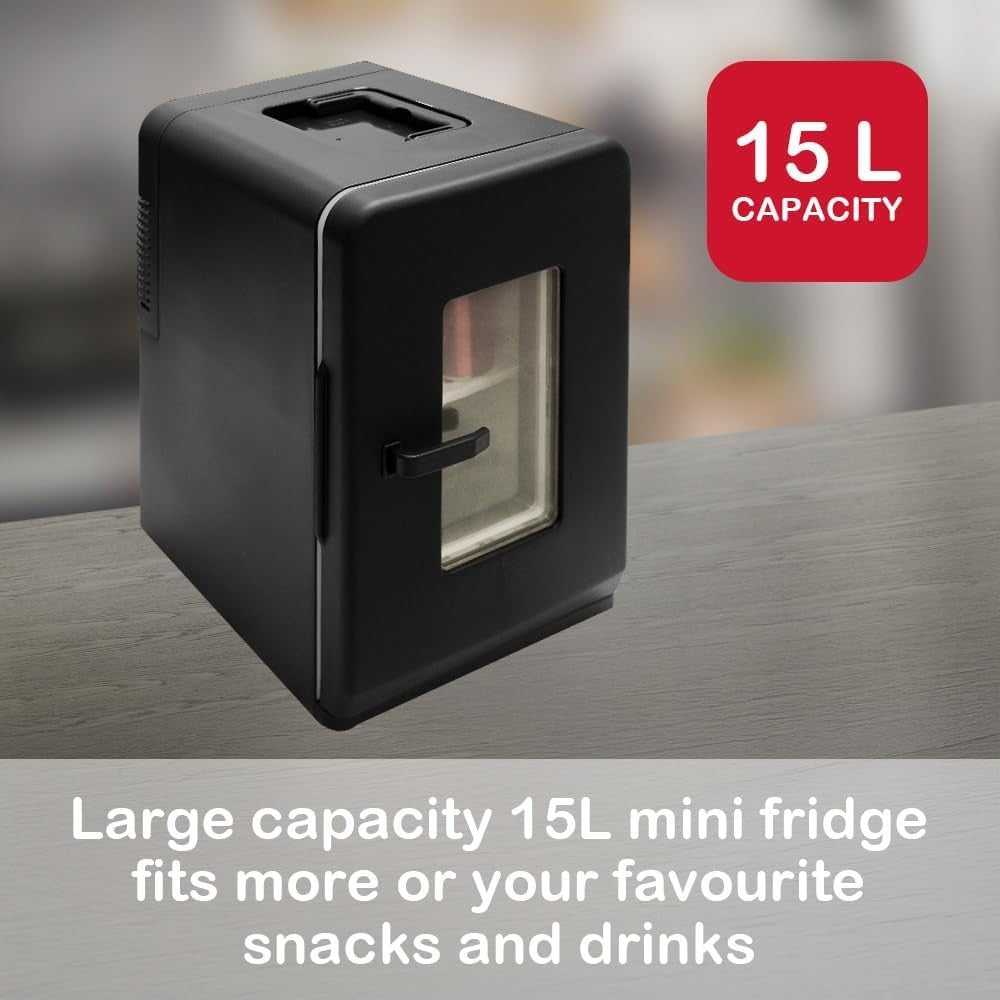 15L Mini Fridge Black Portable AC/DC Cooler Warmer Office Car Use