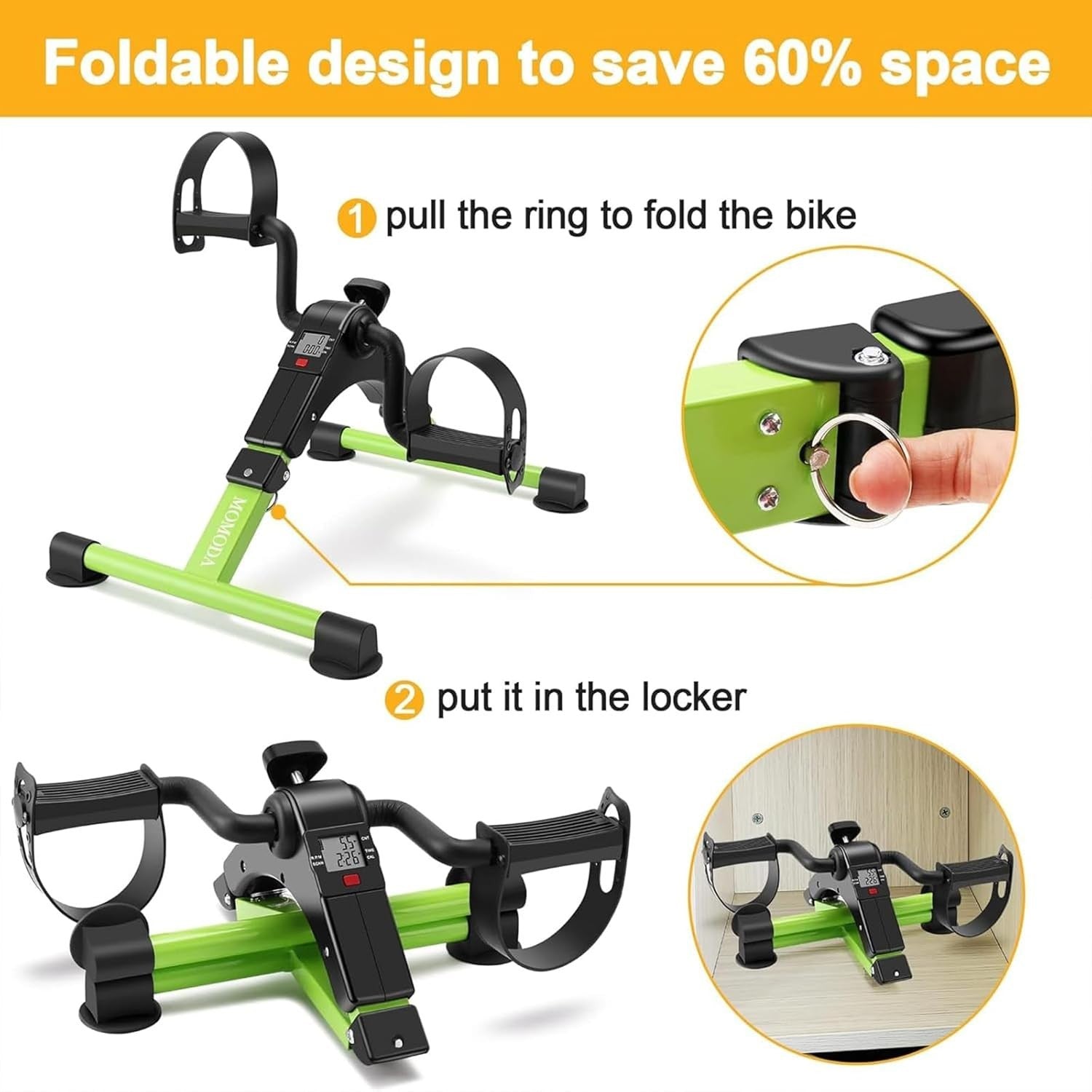 Fold Away Pedal Exerciser LCD Seated Arm Leg Cycle Trainer