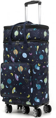 Insulated Folding Shopping Trolley Bag Wheels Telescopic Handle Starry Sky