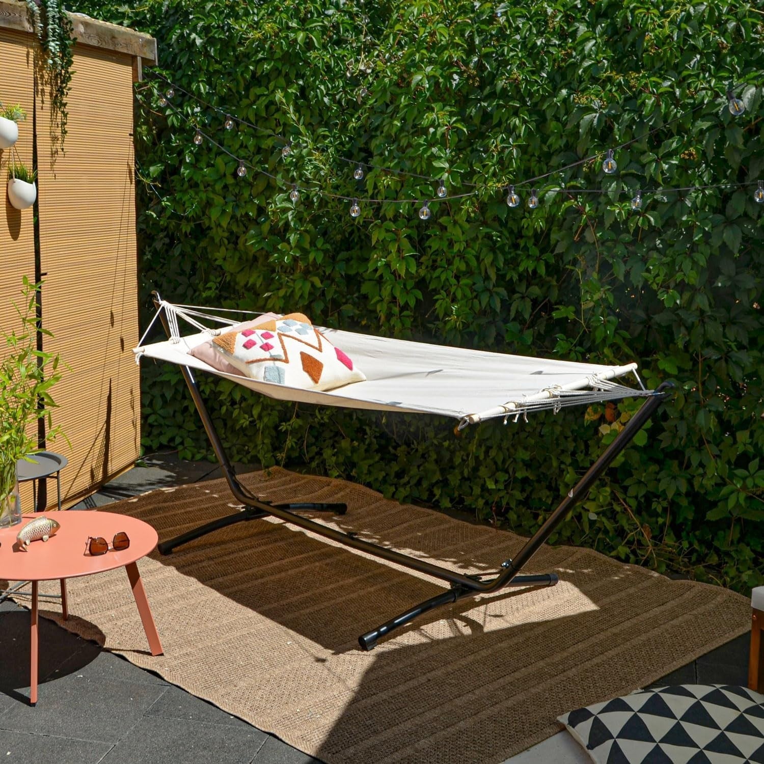 Freestanding Cotton Hammock with Stand | 310cm Frame | Indoor Outdoor Bed