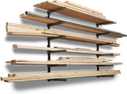 6-Level Wall-Mount Lumber Rack 183x32x104cm Heavy-Duty Alloy Steel Grey