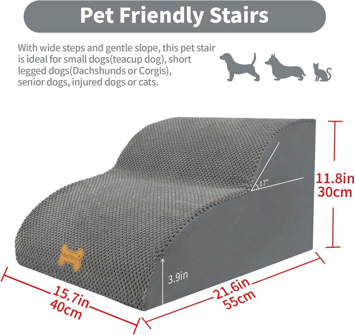 2-Step Dog Stairs Non-Slip Pet Ramp for Small Dogs Cats