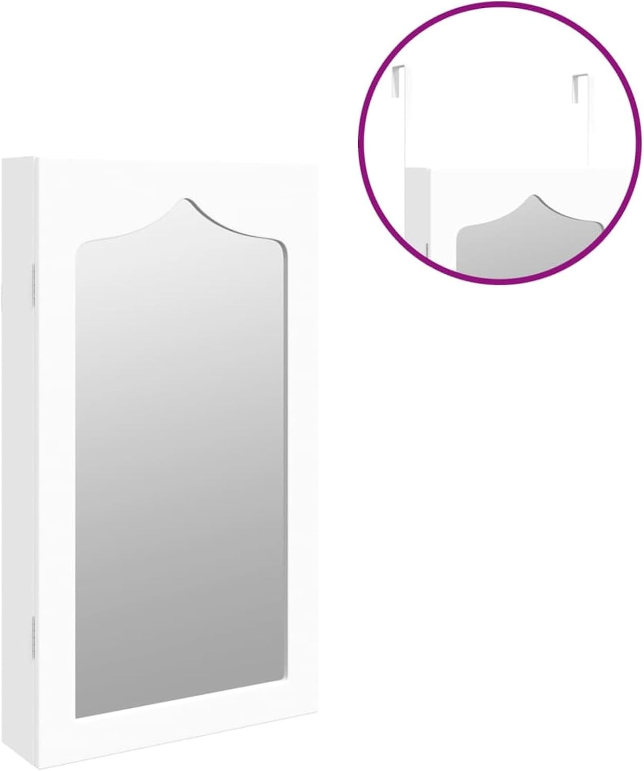 White Wall Mounted Mirror Jewelry Cabinet Lockable Storage with Drawers