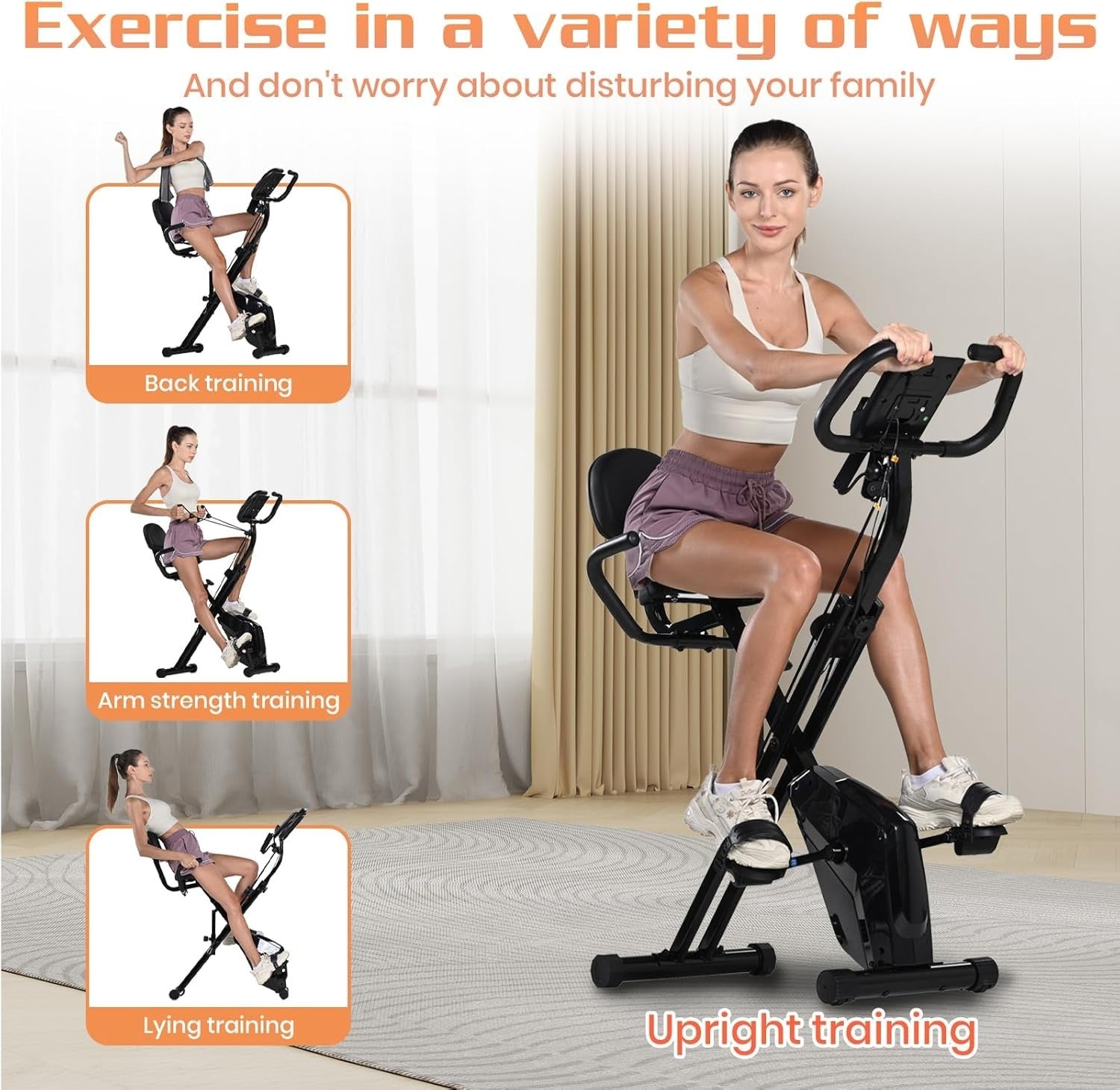 Foldable Magnetic Exercise Bike w/ LCD Monitor, 8 Levels & Heart Rate Sensors
