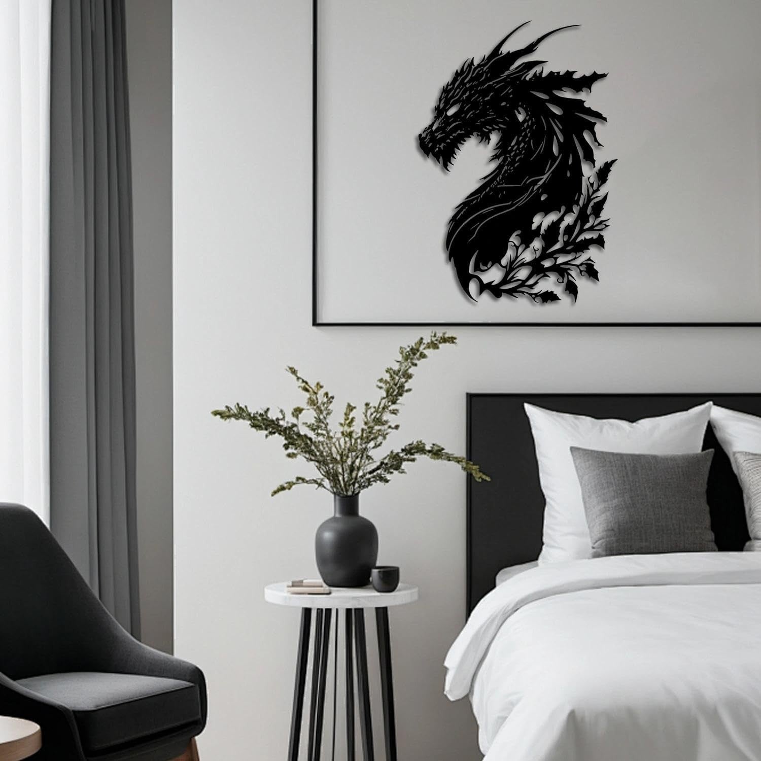 Black Metal Dragon Wall Art 11.8x8.3in Gothic Decor