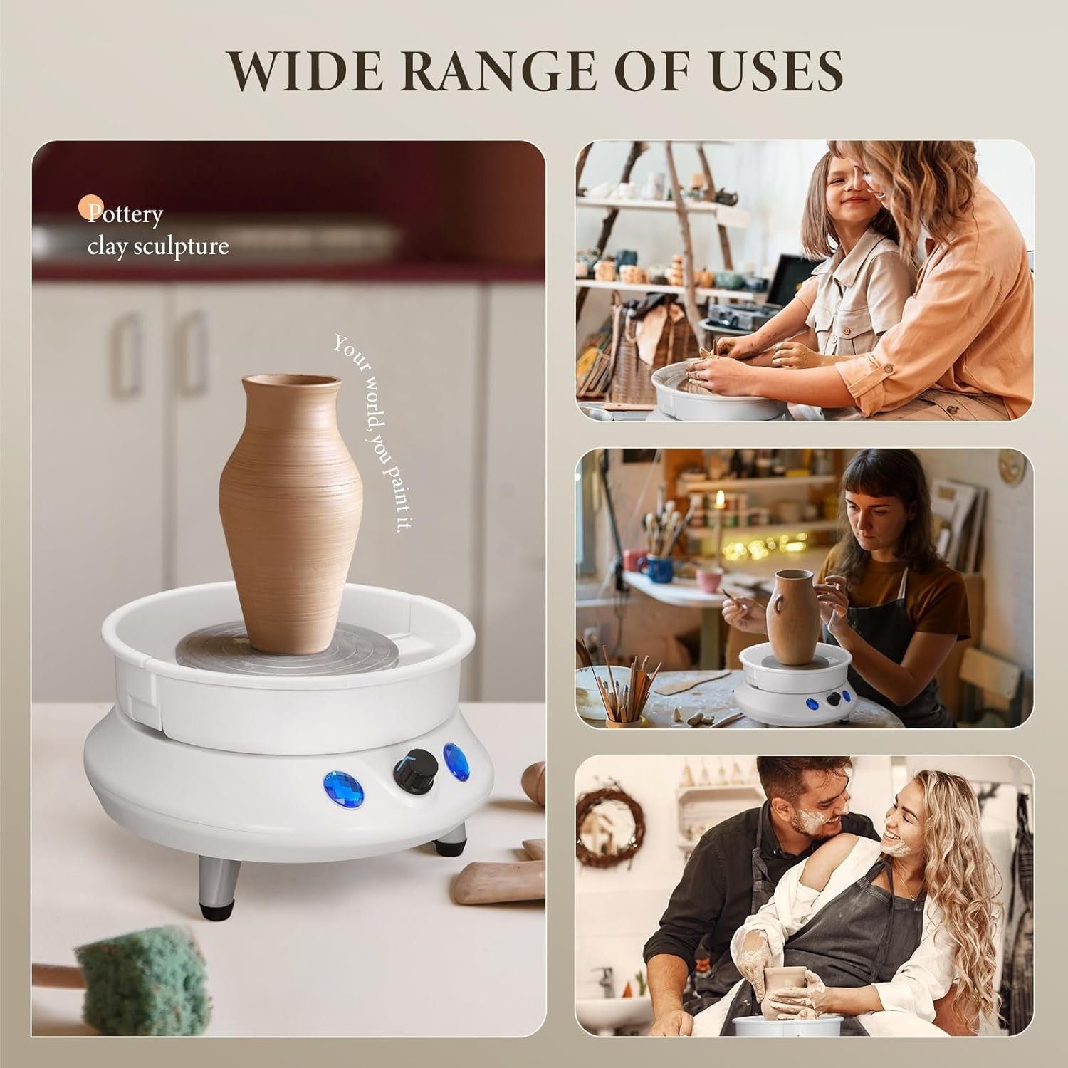 Electric Pottery Wheel 350W Adjustable Speed 15cm Ceramic Tool
