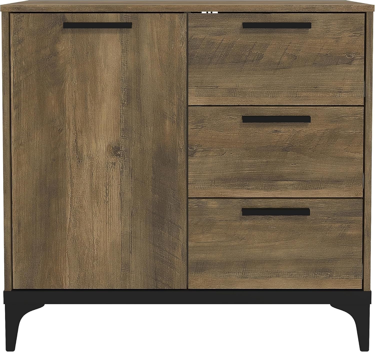 Oak Sideboard Storage Cabinet 1 Door 3 Drawer Adjustable Shelf Unit