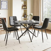 Folding Round Dining Table with 4 Fabric Chairs Space-Saving Set for Kitchen
