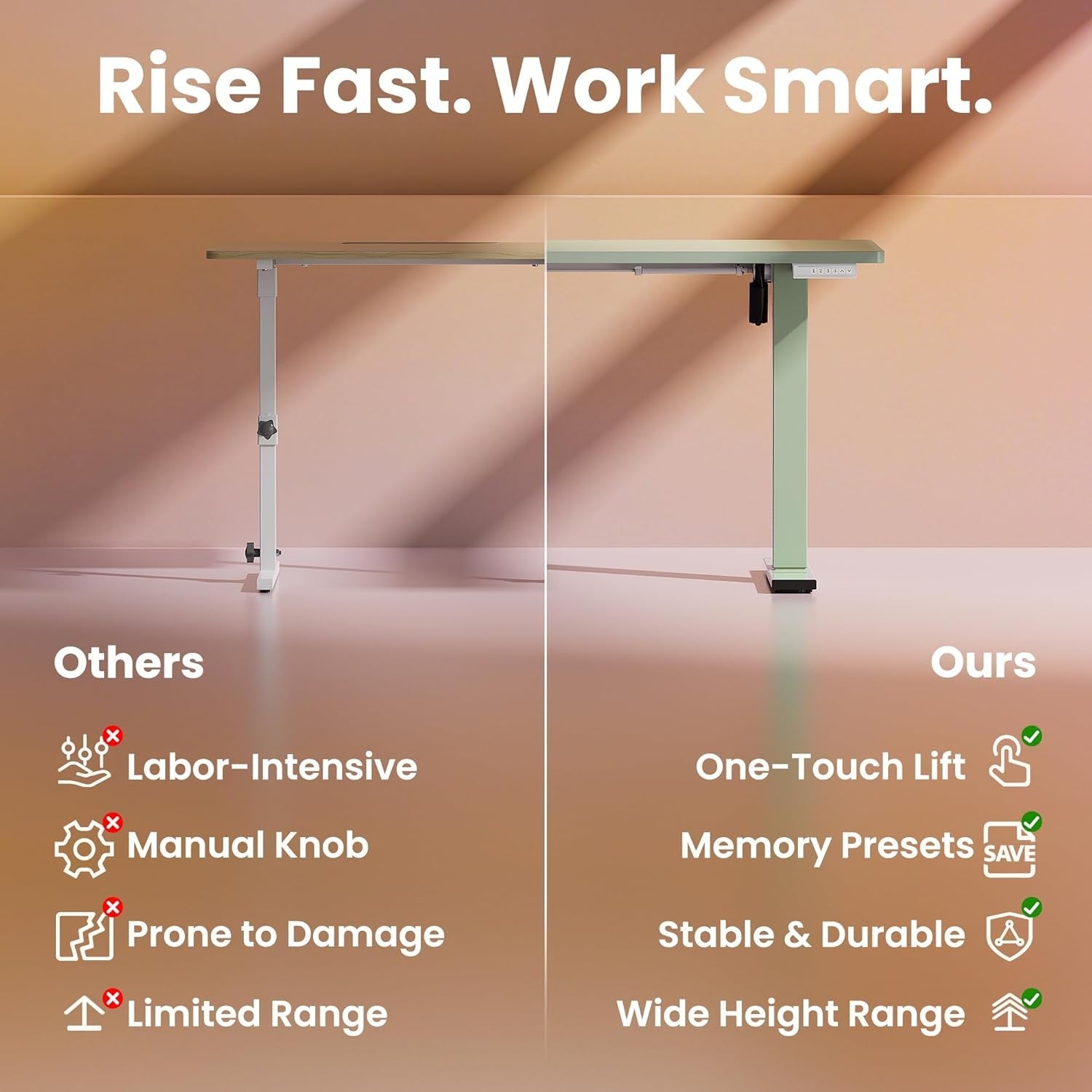 Electric Standing Desk Height Adjustable Sit Stand Home Office Table 80x48cm