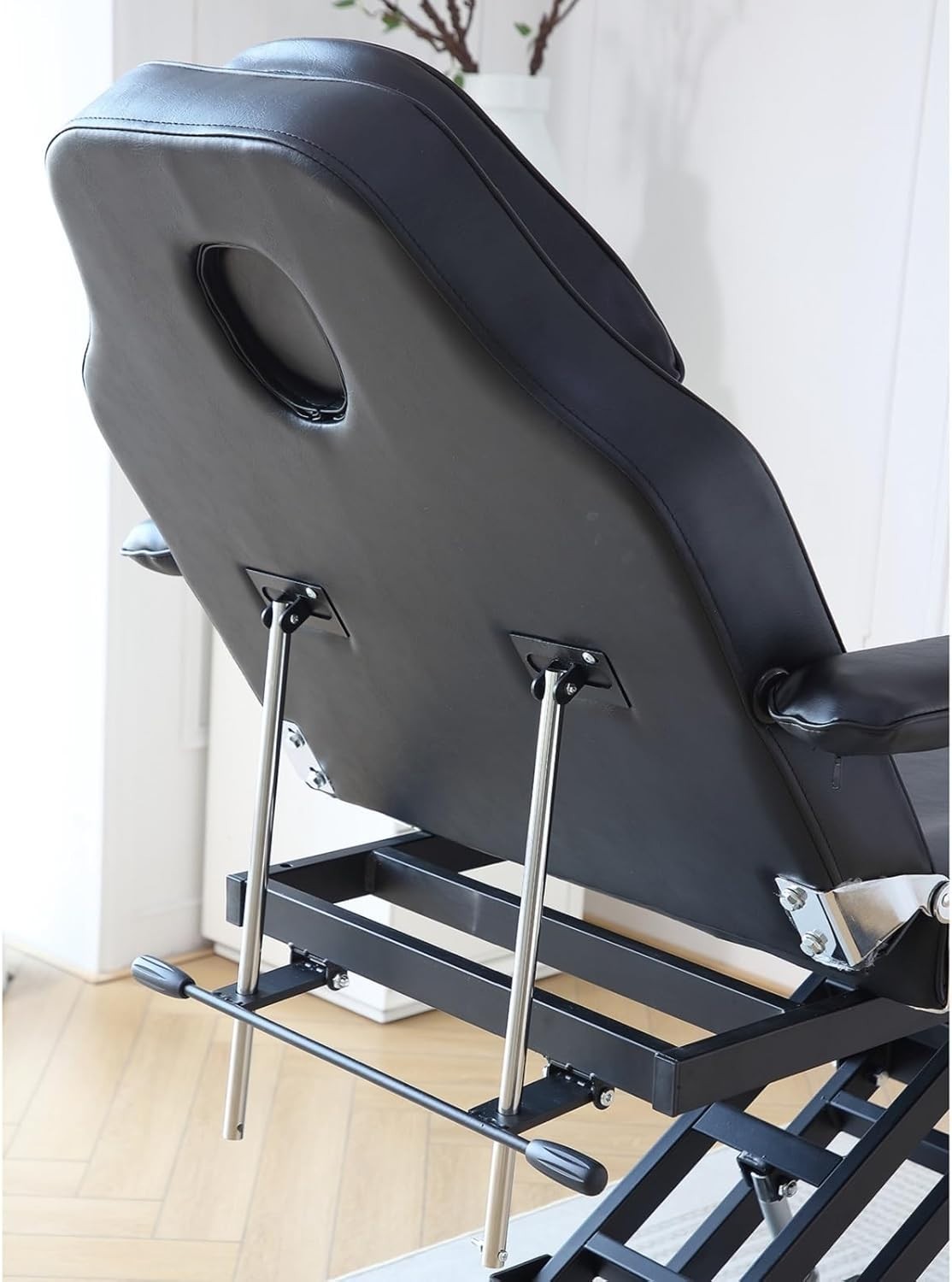 Electric 3-Section Beauty Massage Bed w/ Head Cushion & Swivel Stool Black