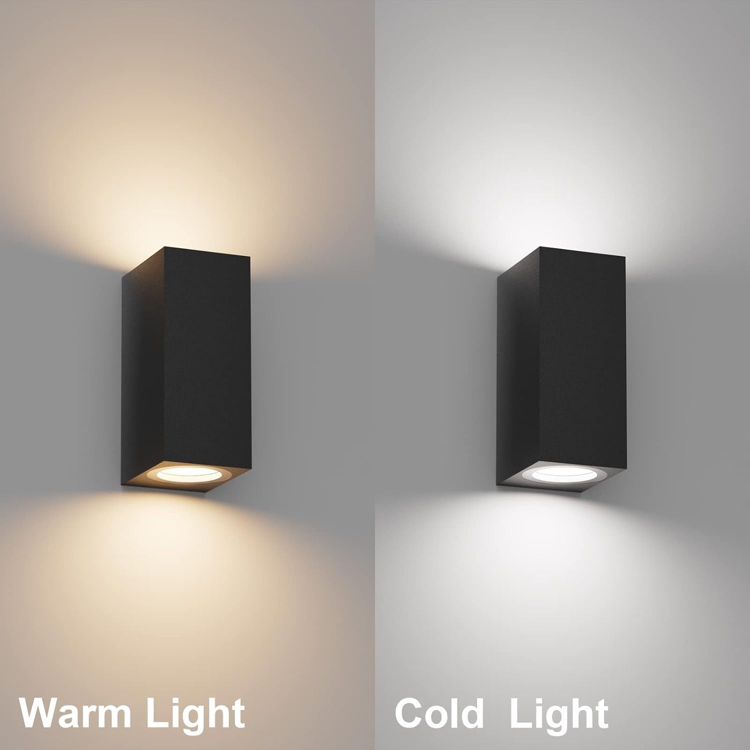 Waterproof Black Outdoor Wall Lights, Modern Up-Down GU10 Sconces 4 Pack