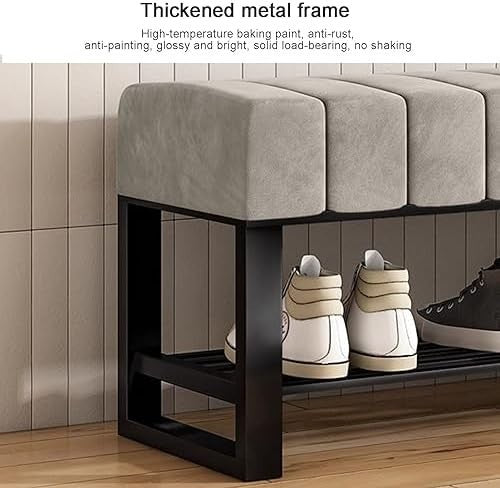 2-Tier Velvet Shoe Bench with Padded Seat for Entryway & Bedroom Storage