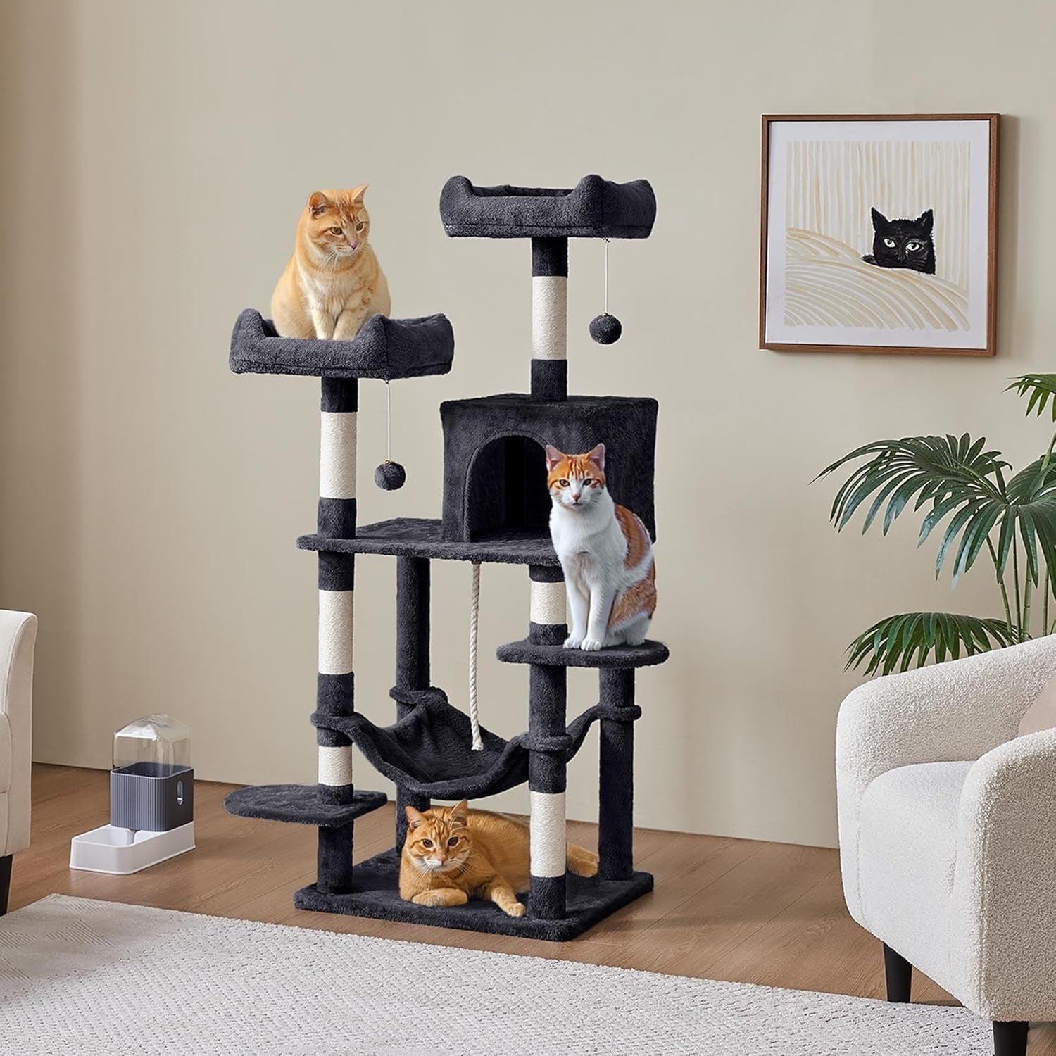 Large Cat Tree Tower 150cm Scratching Post Condo Hammock Climbing Centre