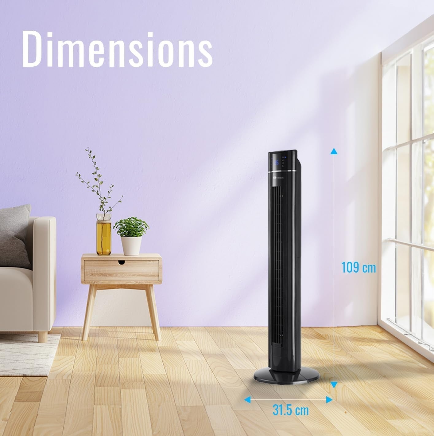 43-Inch Oscillating Tower Fan with Remote – 3 Speed Bladeless Cooling Fan