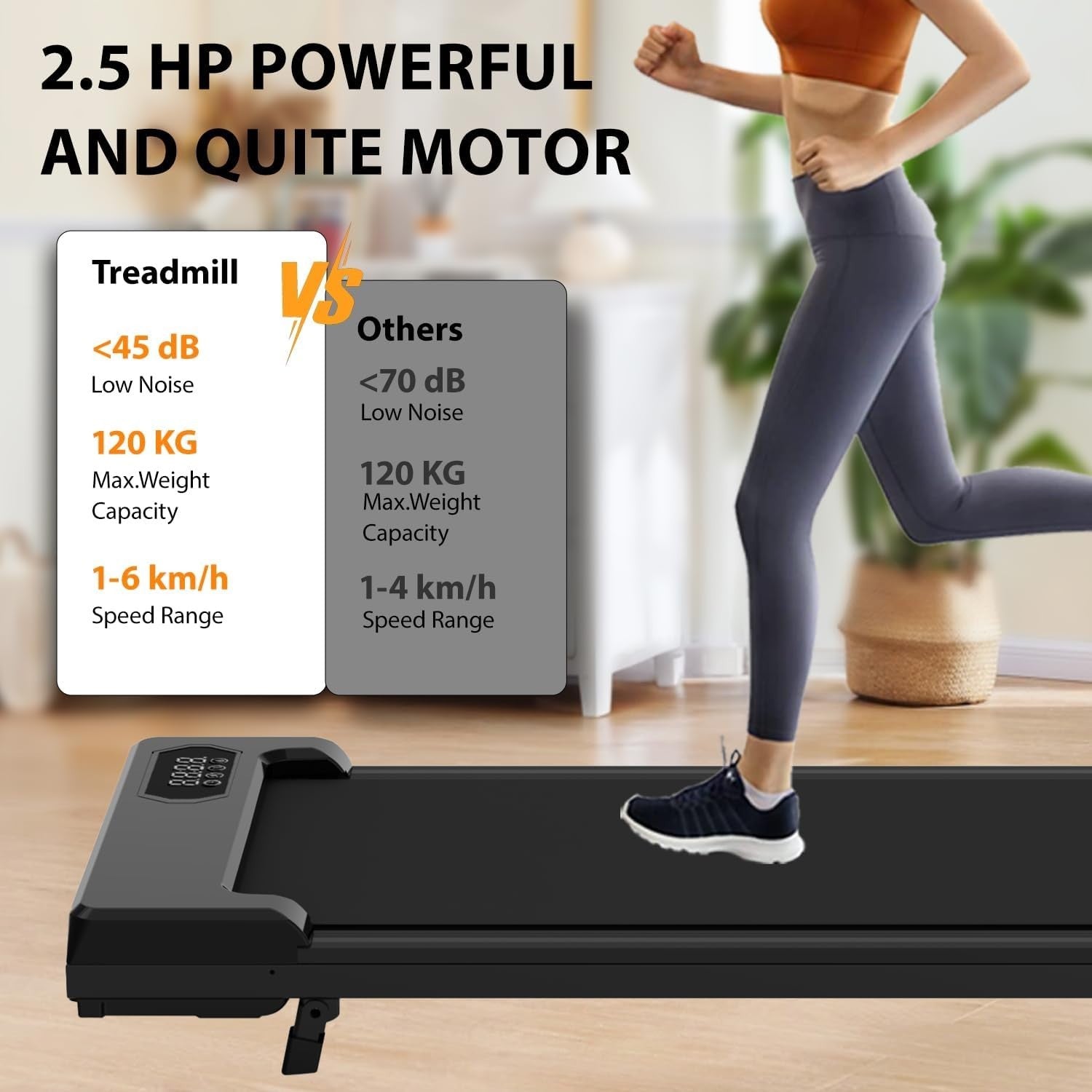 Portable Foldable Walking Treadmill 6km/h Incline LED Display Home Office