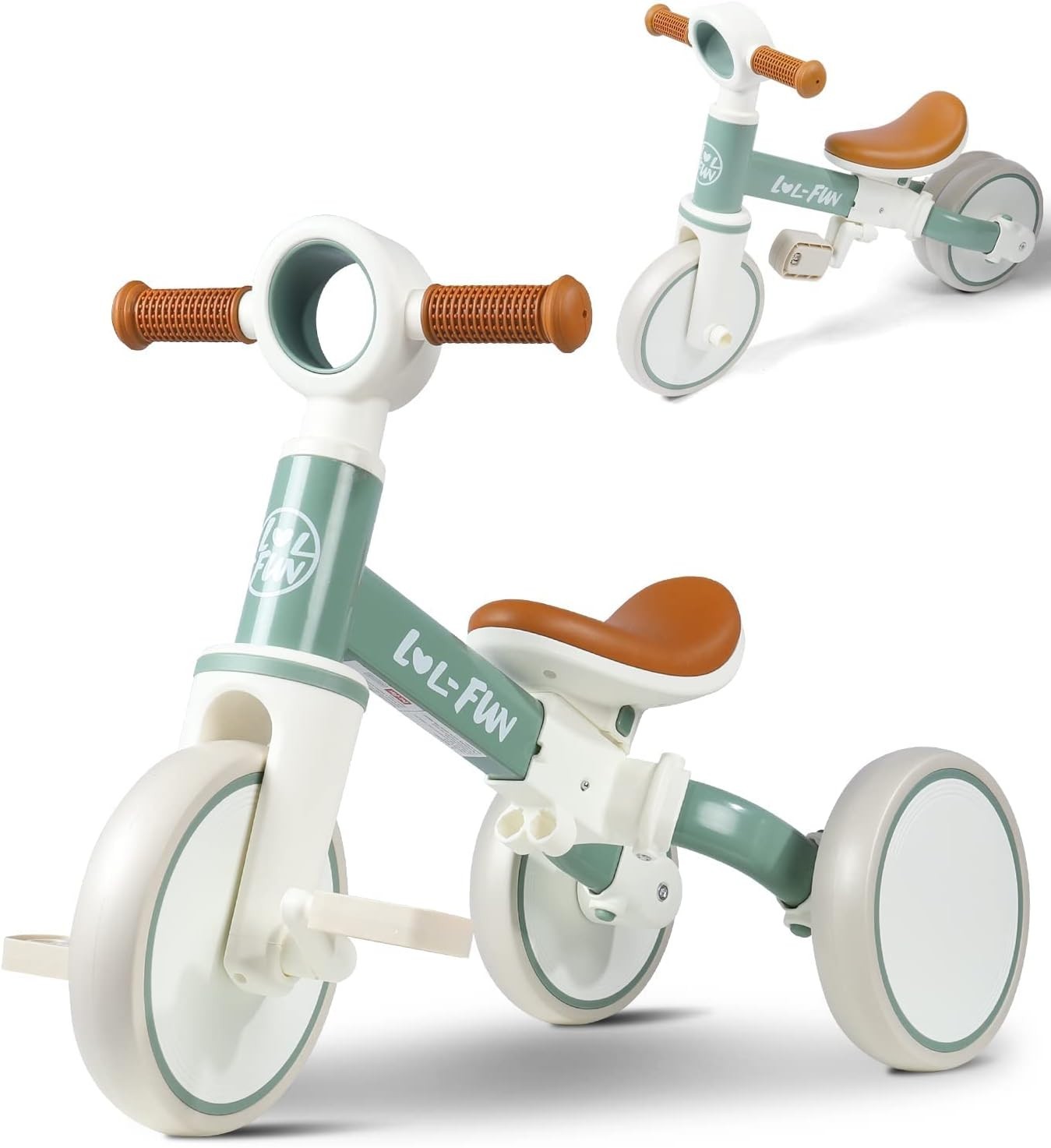 4 in 1 Kids Tricycle Balance Bike Toddler Trike Removable Pedals 1-4Y