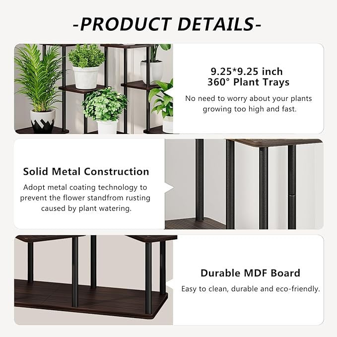 9 Tier Metal Plant Stand Indoor Outdoor Corner Tall Flower Shelf Display Rack