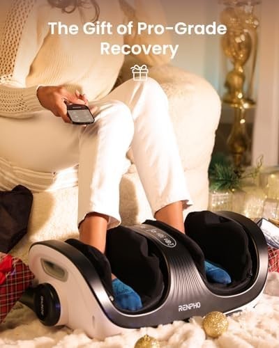 Heated Foot & Calf Massager Machine Deep Kneading Remote Control