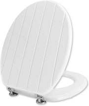 White Wooden Toilet Seat | Antibacterial MDF Oval Design Adjustable Hinges