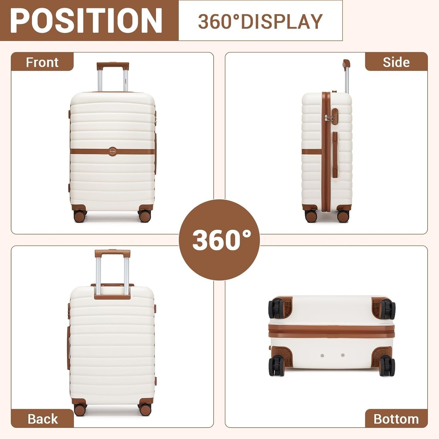 24'' Medium Check In Suitcase ABS PC Hard Shell Spinner Wheels Lock