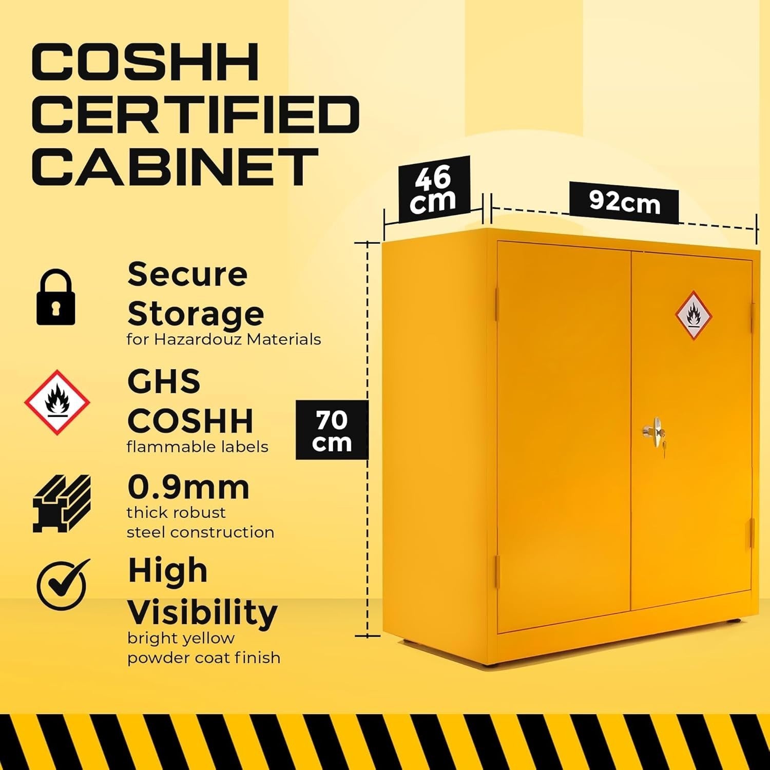 Fireproof Lockable COSHH Cabinet Metal Storage for Hazardous Chemicals