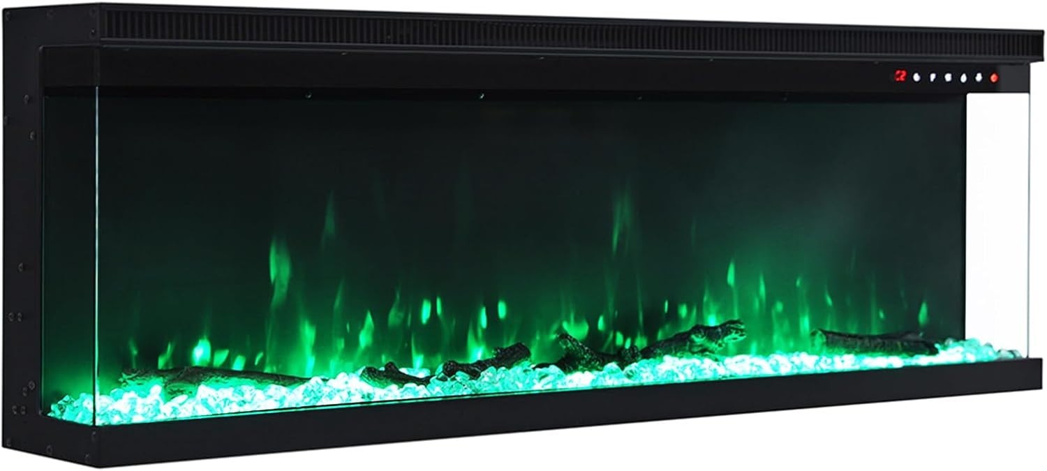 80" Wall Recessed Electric Fireplace LED Fire Heater 9 Flame Colours