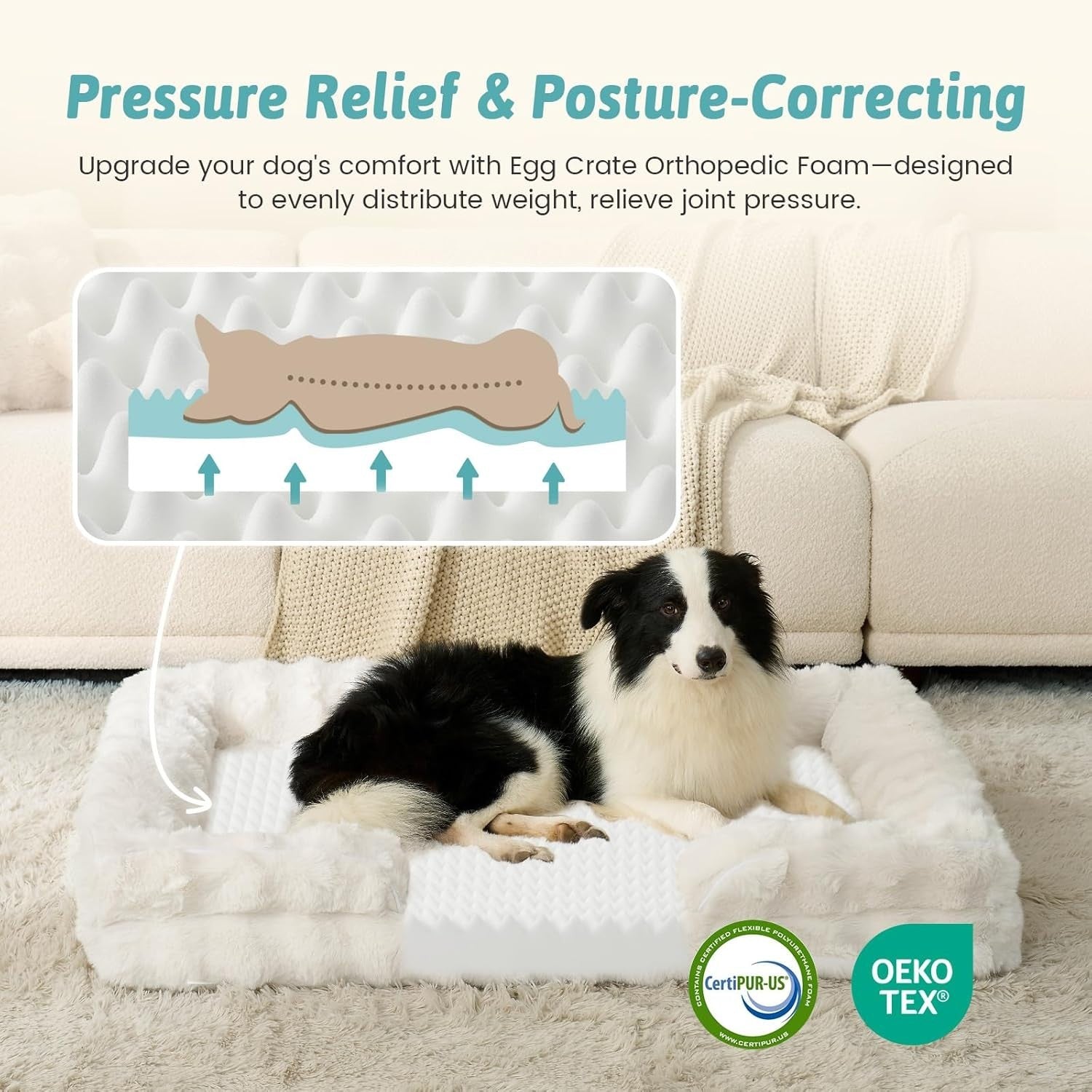 Medium Orthopedic Dog Sofa Bed Faux Fur Washable 36x27in