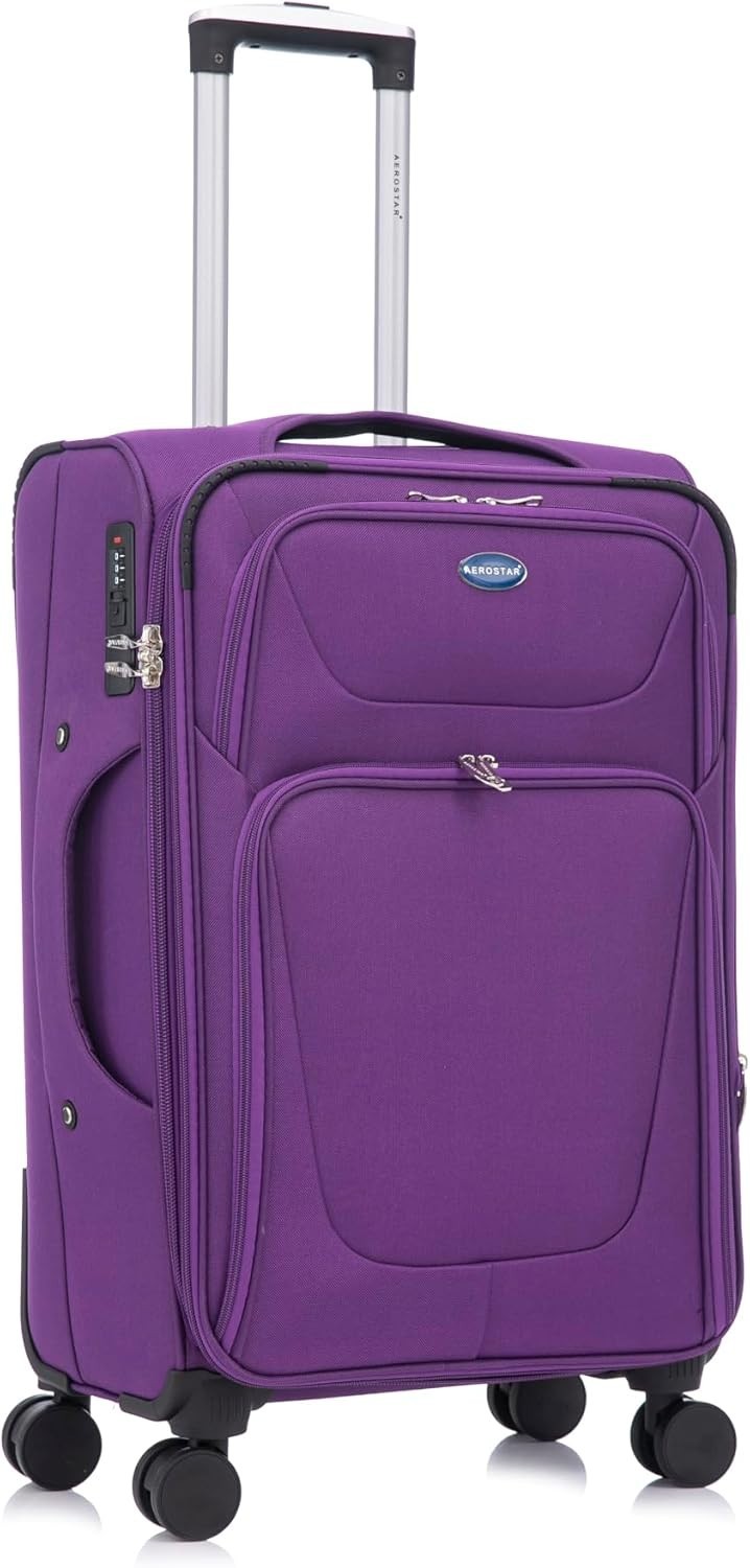 26” Medium Expandable Soft Suitcase Lightweight Check In Luggage 4 Wheels 78L