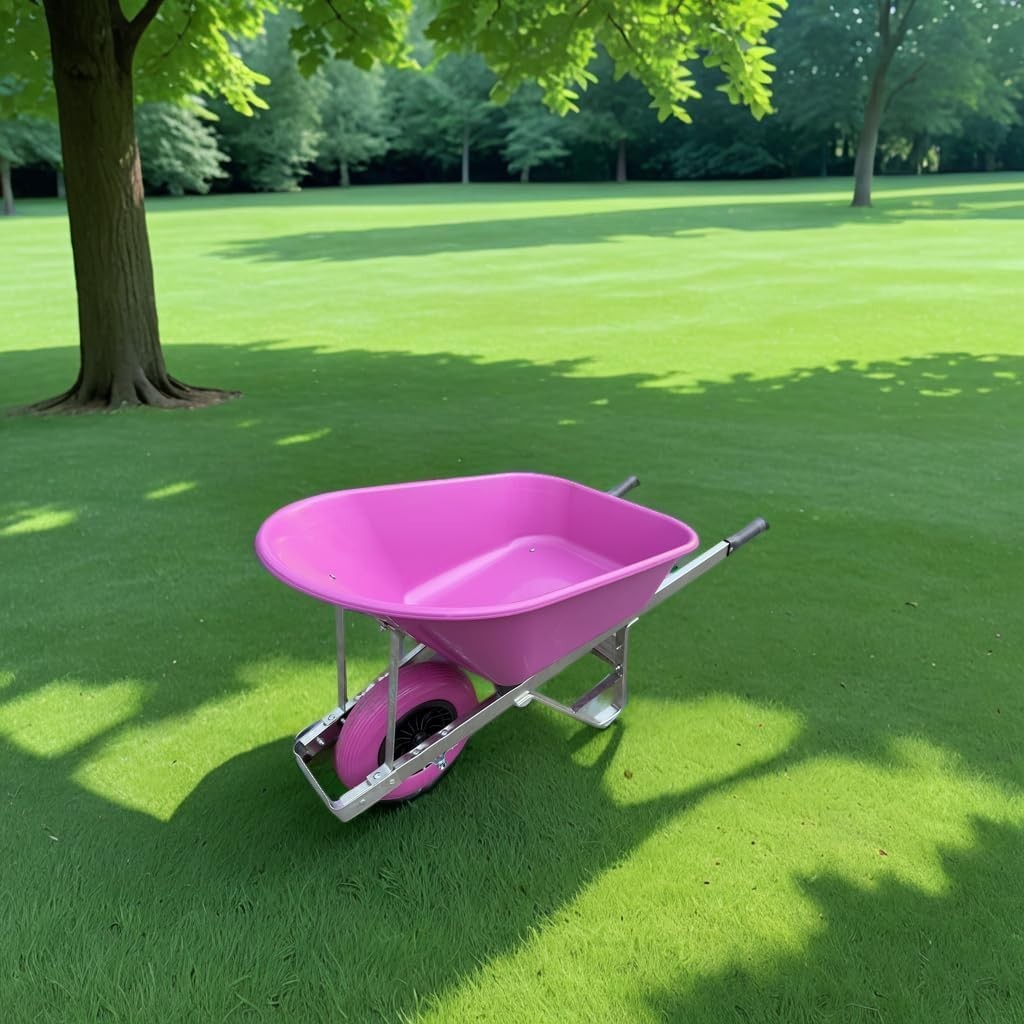 120L  1 Wheel Black Garden Wheelbarrow – Puncture Proof Heavy Duty Plastic Tray