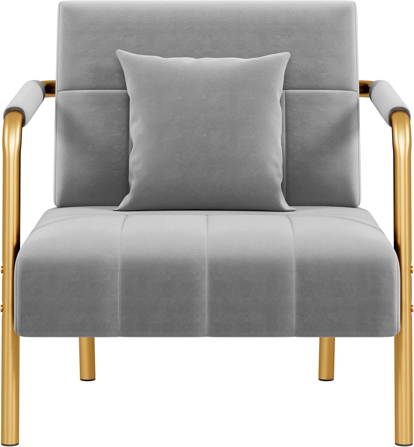 Velvet Accent Tub Chair Gold Legs Armchair w/ Cushion