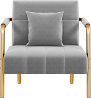 Velvet Accent Tub Chair Gold Legs Armchair w/ Cushion